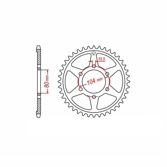 rear sprocket steel, 38 teeth, pitch 530