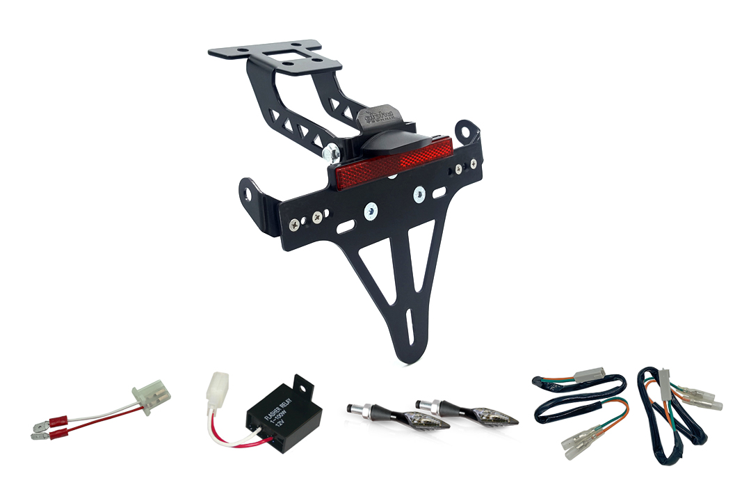 License Plate Holder-flasher light, turn signal-Kit X-LED for Kawasaki Ninja 400 from 2018 / Z 400 from 2019 (Rear)