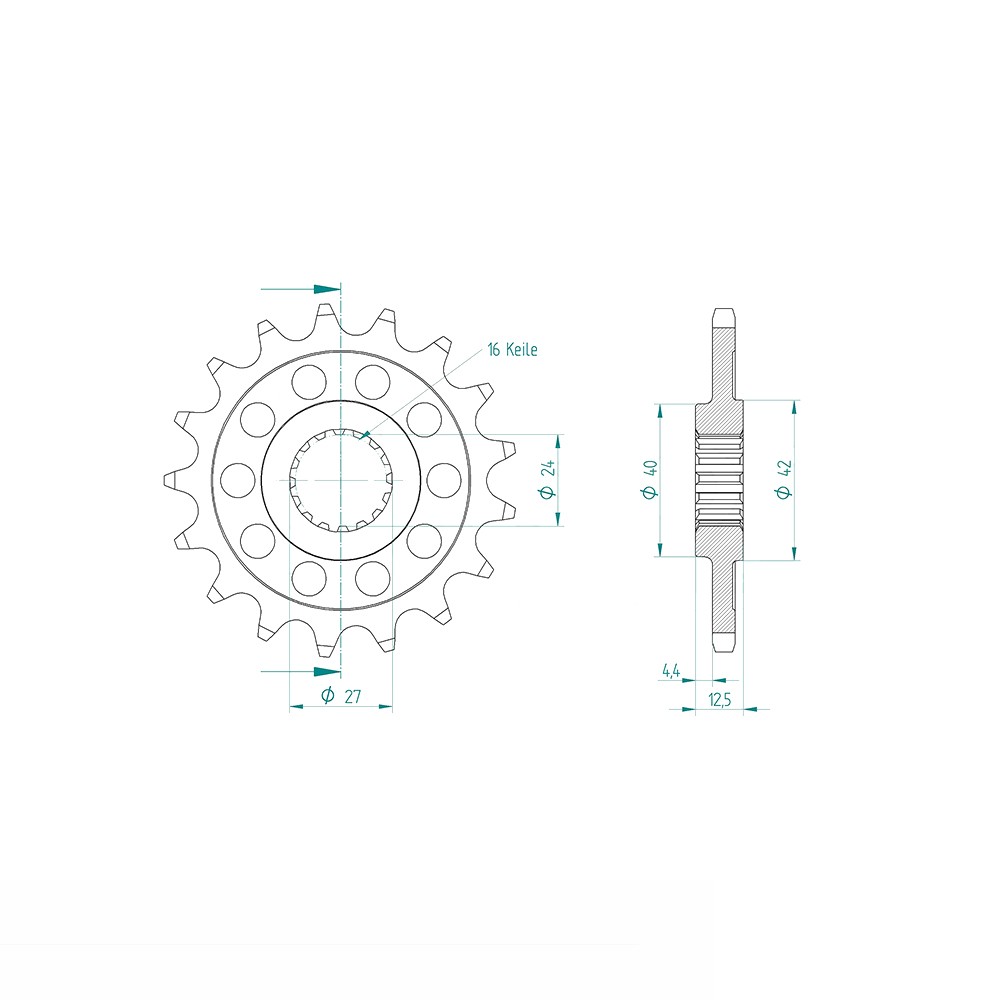 Sprocket, 17 teeth, 520 pitch