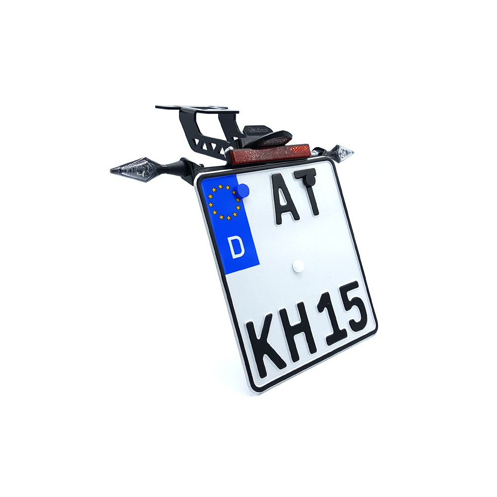 alpha Technik License Plate Holder-flasher light, turn signal-Kit X-LED for Kawasaki Versys 1000 from model year 2019 (Rear)