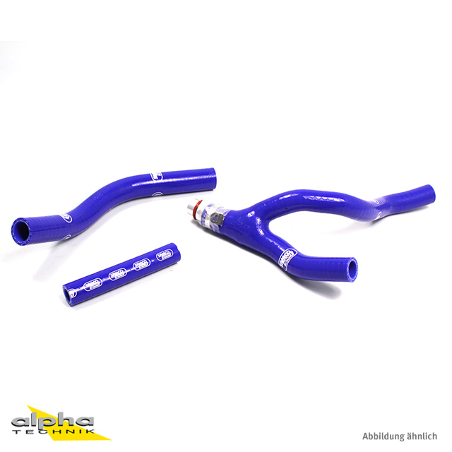 SAMCO SPORT Silicone Hose Kit Y-Piece - Race Design with Aluminium Piece Blue for Yamaha YZ250F Model Year 2014-2018