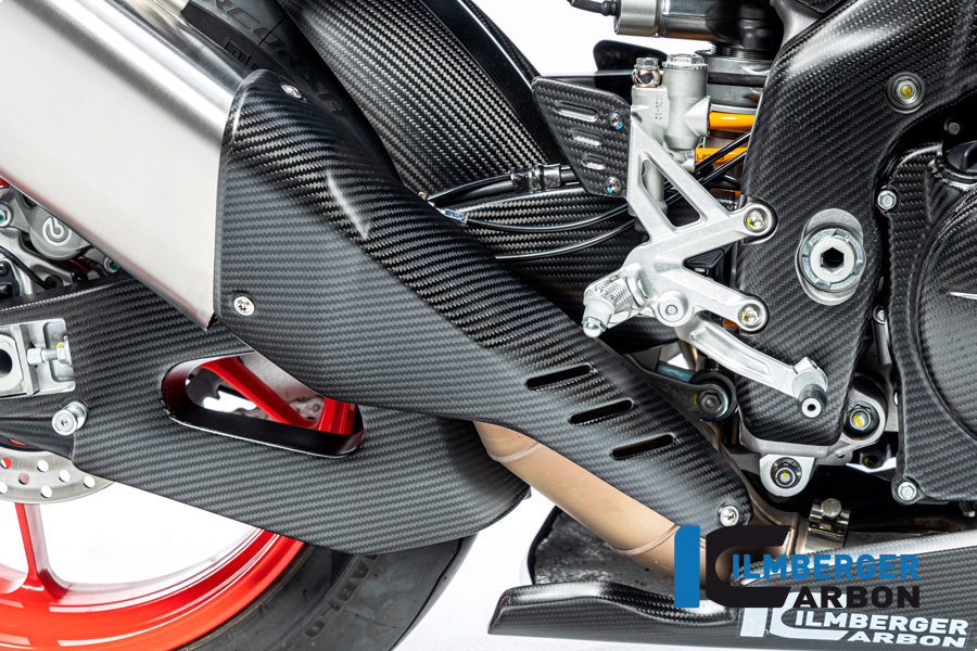 Ilmberger Carbon Exhaust Heat Shield front matt for Aprilia RSV4 / Tuono V4 2021-