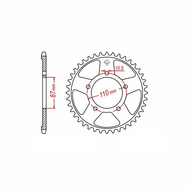 rear sprocket Steel, 45 Teeth, Pitch 532