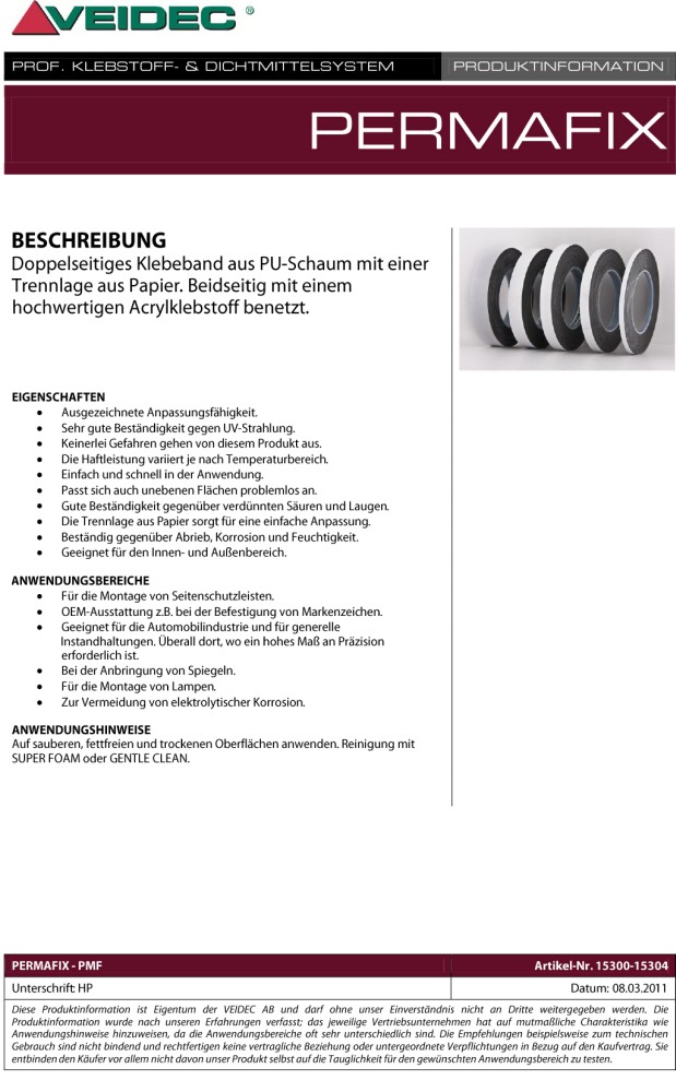 VEIDEC - Double-sided Adhesive Tape "Permafix"