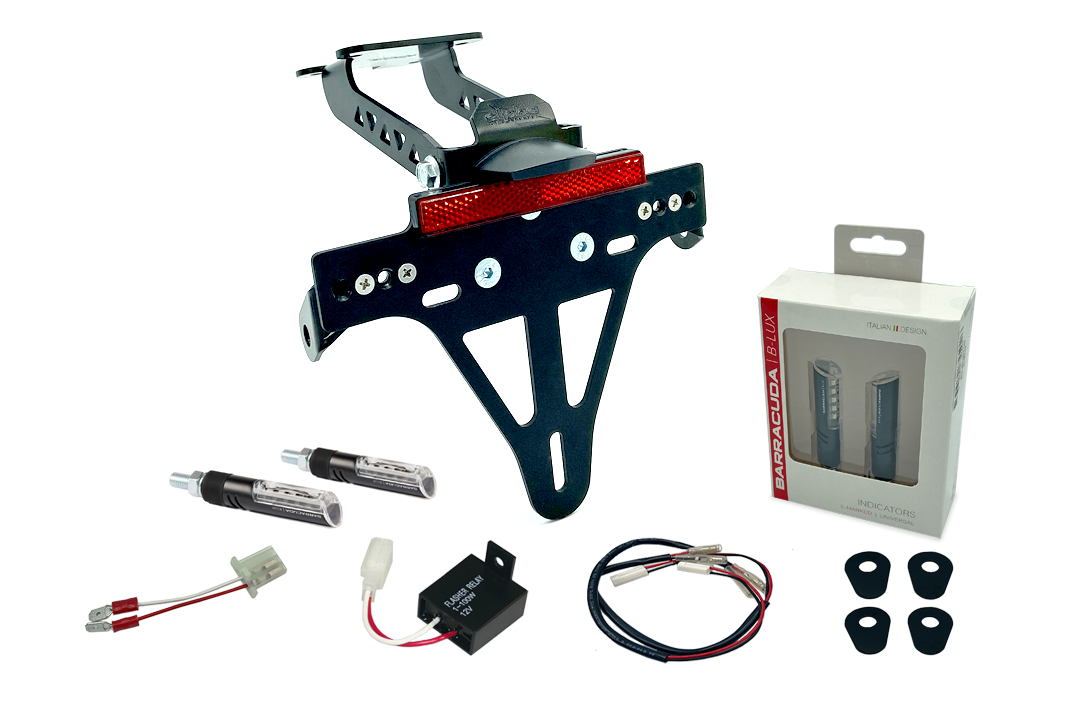 alpha Technik Licence Plate Holder-flasher light, turn signal-Kit IDEA (front + rear) for Yamaha YZF-125R from model year 2019-