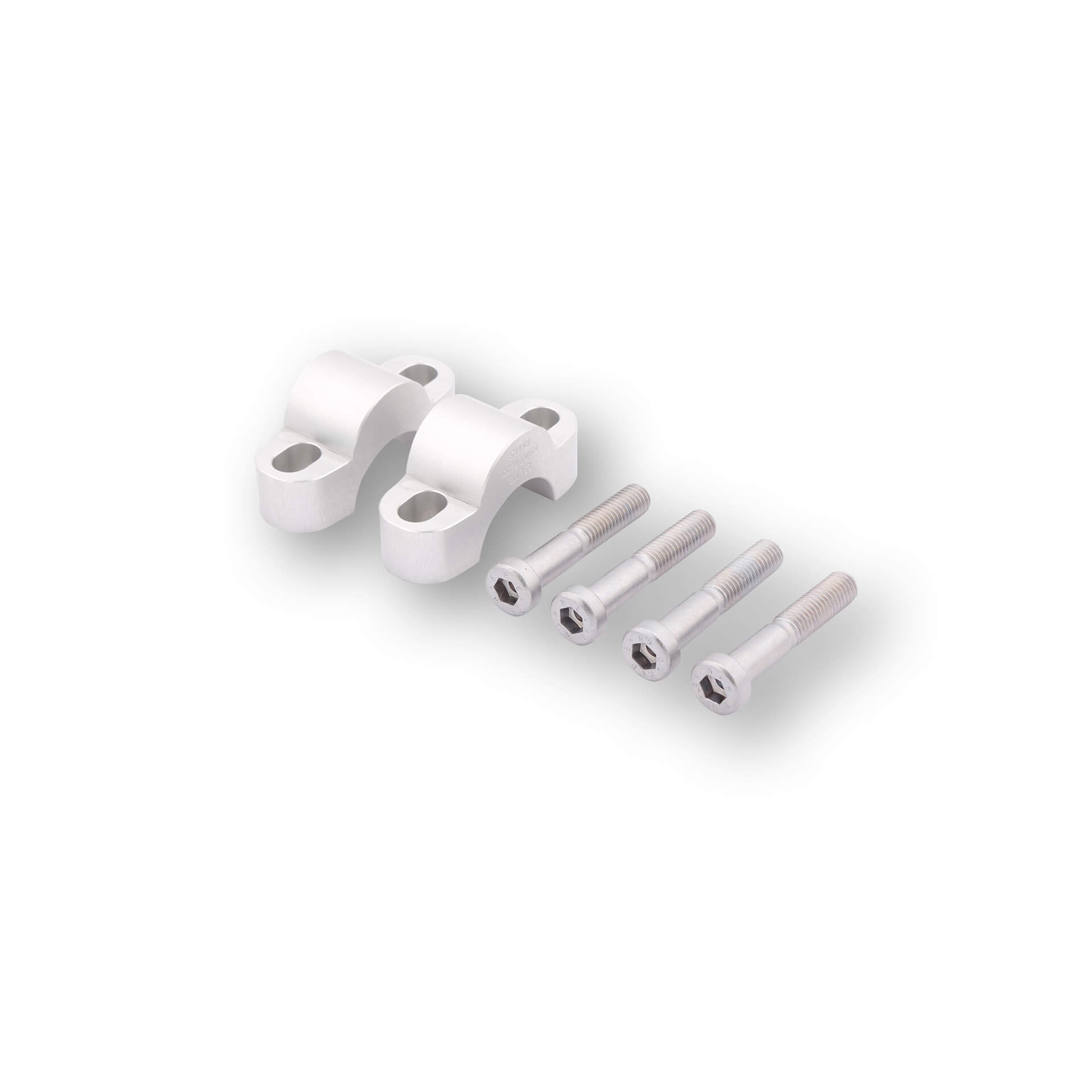 LSL Clamp Riser Set, 15 mm, with 45 mm Screw, for 28.6 mm handlebar, Silver