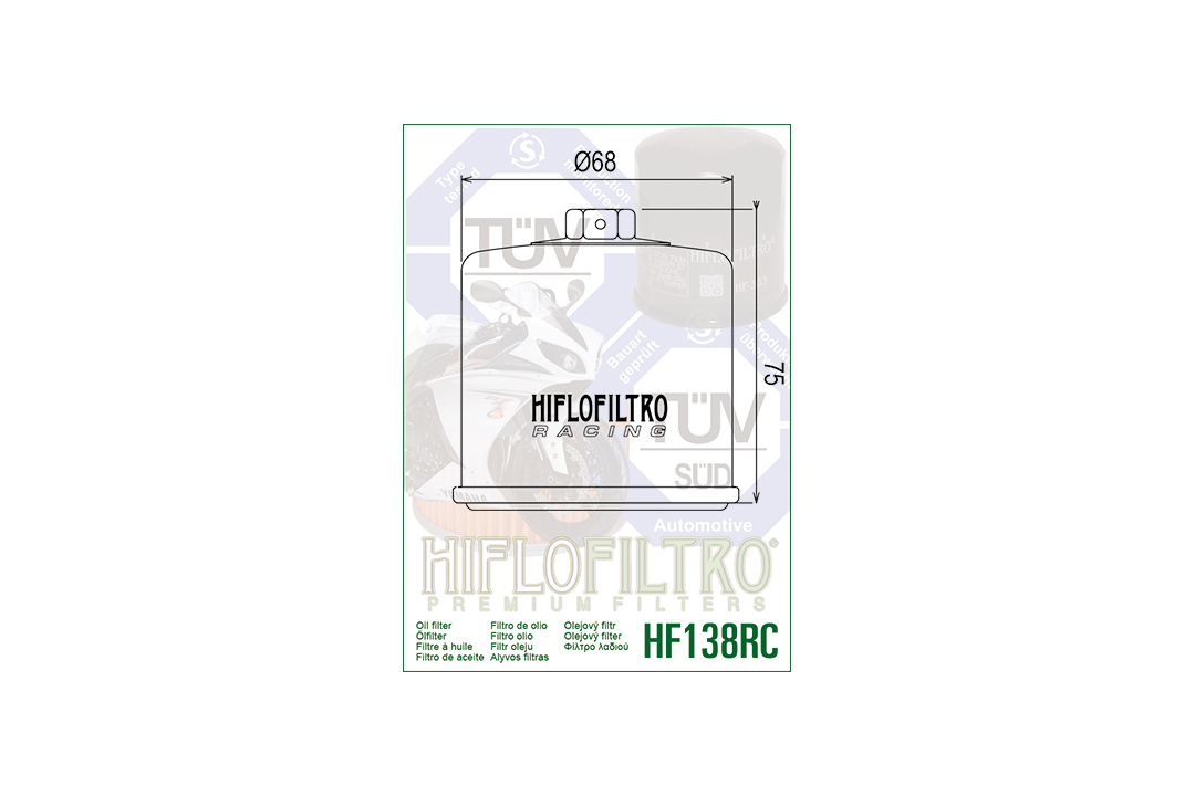 HIFLO oil filter HF138RC Racing for Aprilia / Bimota / Cagiva / Kawasaki / Kymco / Sachs / Suzuki