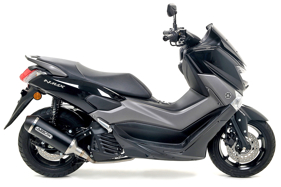ARROW DARK URBAN Exhaust for Yamaha N-Max 155 2017-, Black Aluminium (Only with ARROW Header)