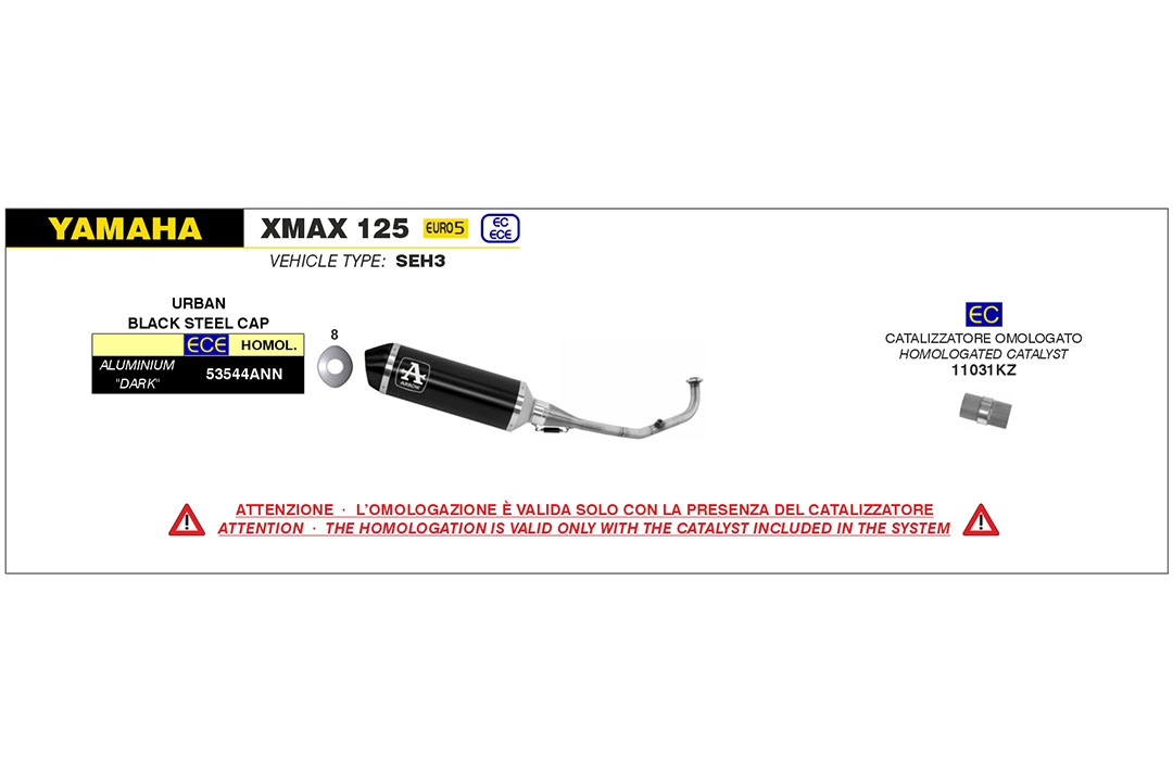 ARROW DARK URBAN Exhaust for Yamaha XMAX 125 Model Year 2021-2022