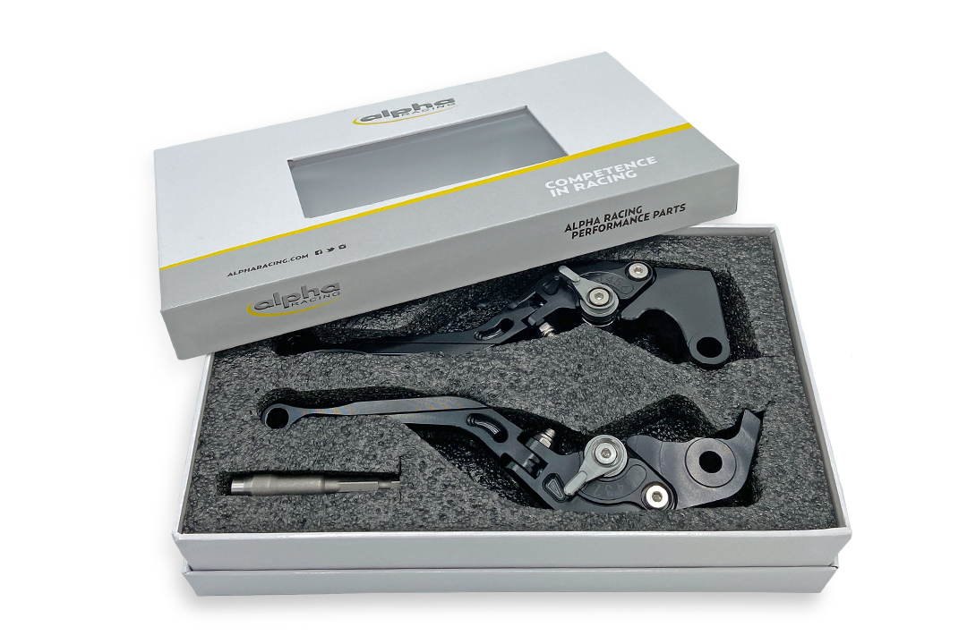 Lever set EVO black, for FZ1, FZ6, FZ8, MT07, MT09, Tracer 700, Tracer 900, XSR700, XSR900, XJ6, Ténéré 700