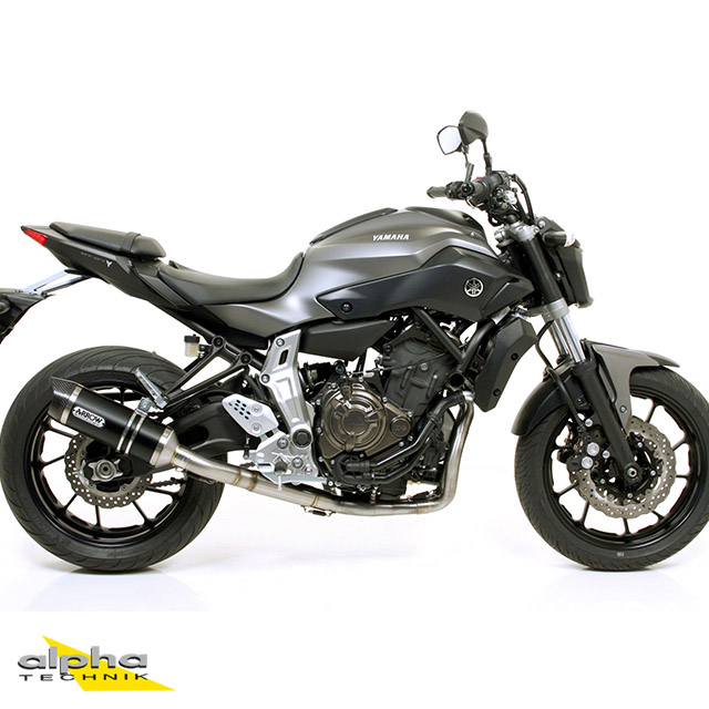 ARROW DARK THUNDER Exhaust for Yamaha MT07 / Tracer 700 2014-2020, Black Aluminium with Carbon End Cap (Only with ARROW Header)