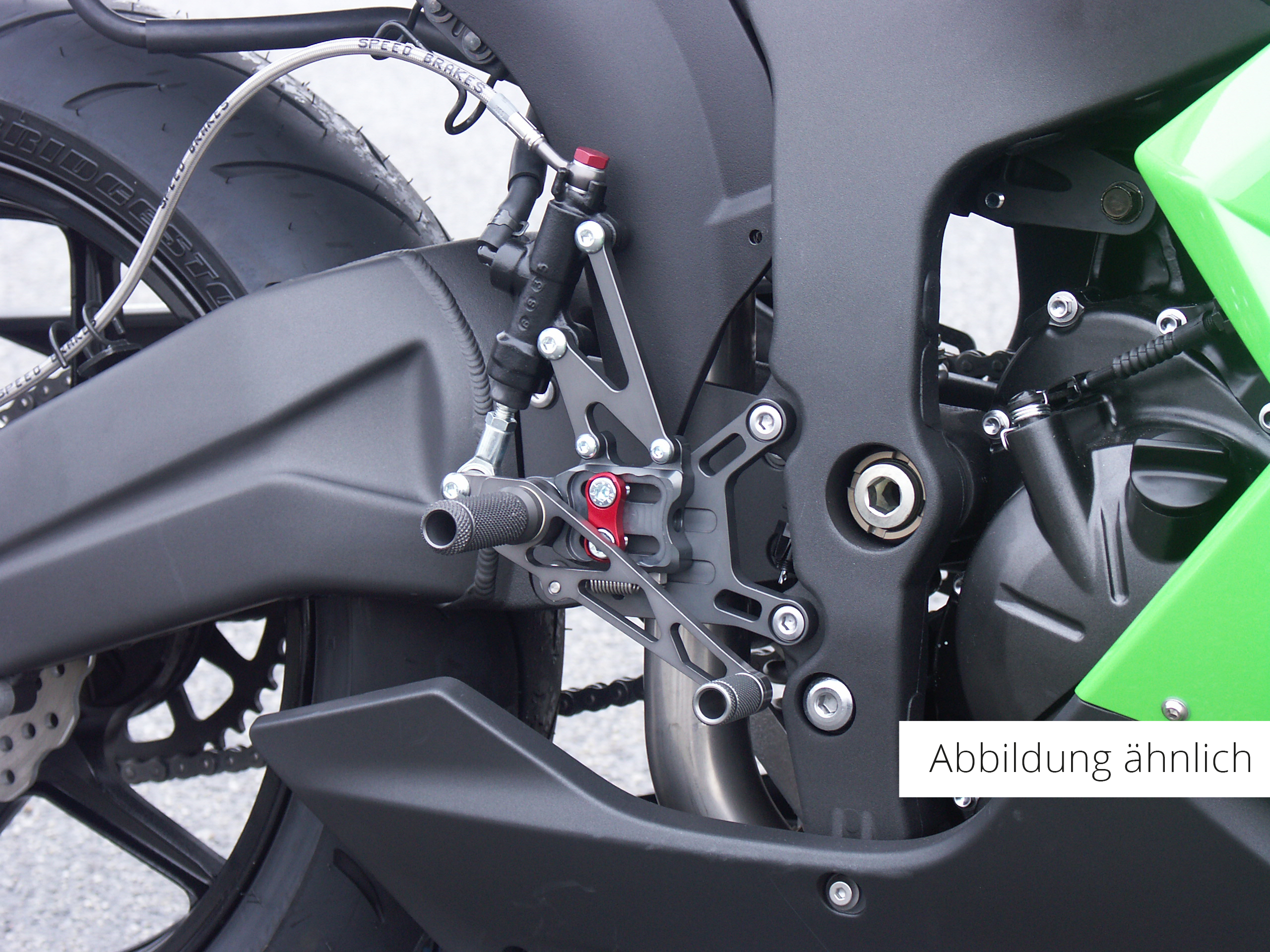 LSL 2Slide Footrest System for Kawasaki ZX-6R, ZX-6RR, 2003-2004, black-red