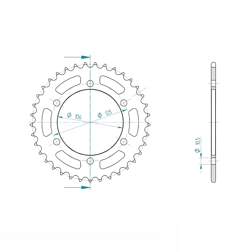 rear sprocket Steel, 37 Teeth, 525 Pitch