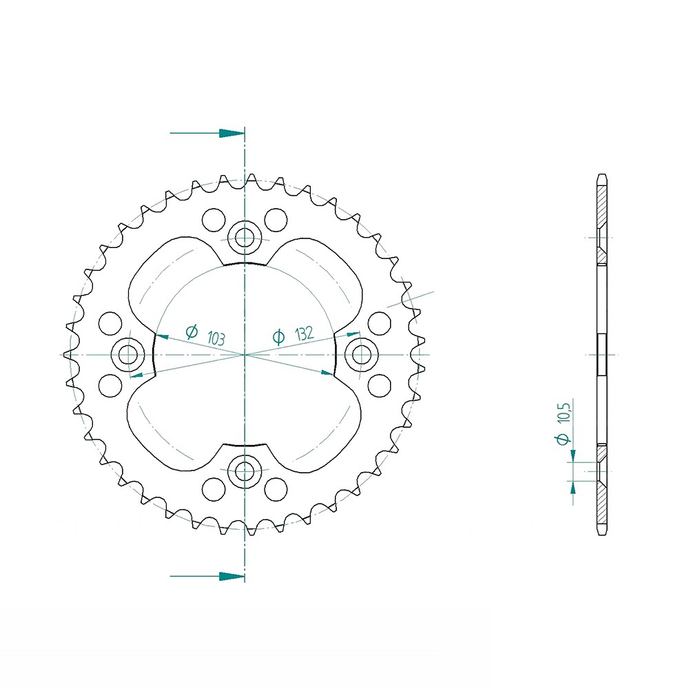 rear sprocket Steel, 39 Teeth, Pitch 520