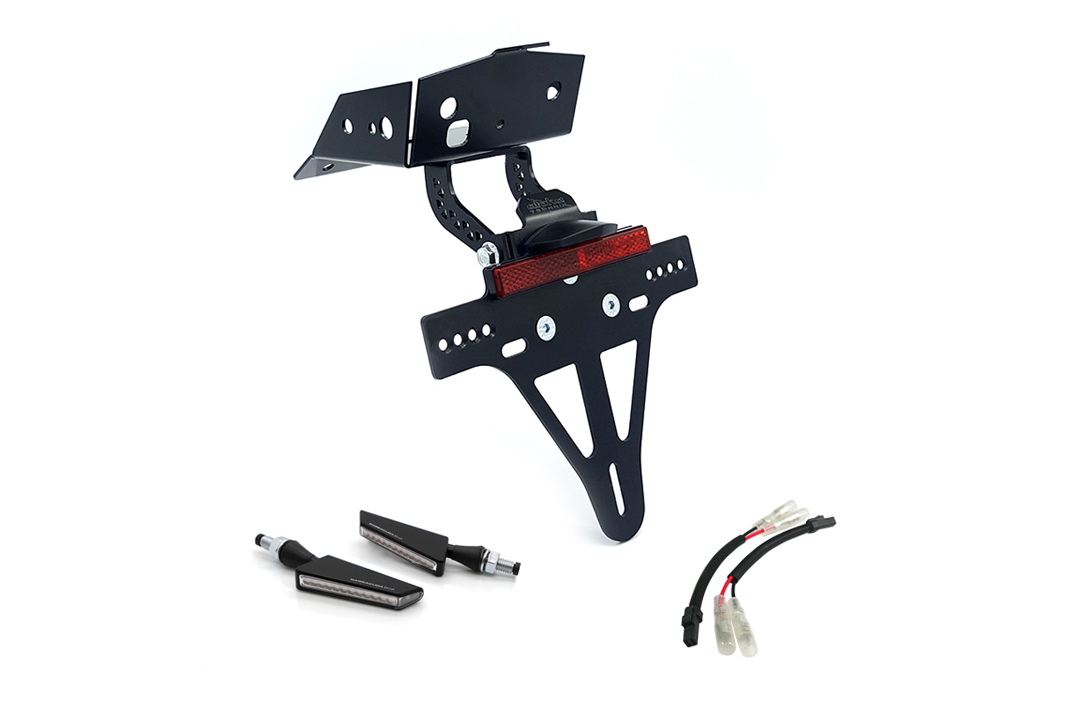 alpha Technik Licence Plate Holder-flasher light, turn signal-Kit SQ-LED for KTM 690 SMC R from Model Year 2019 (Rear)