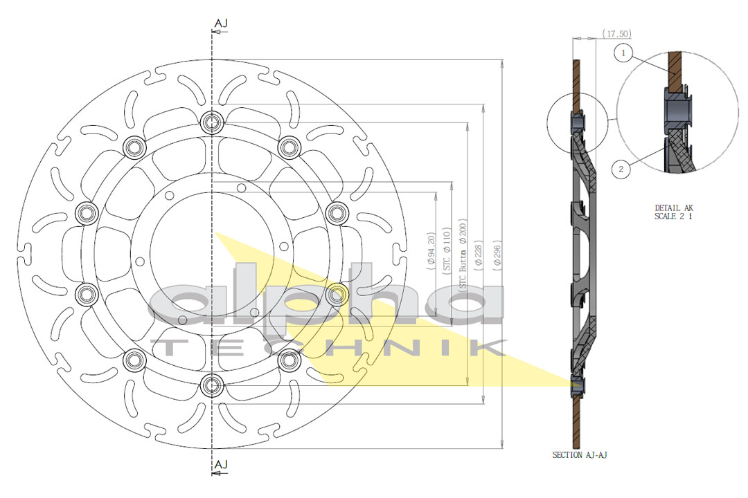 alpha Technik floating brake disc ABD33