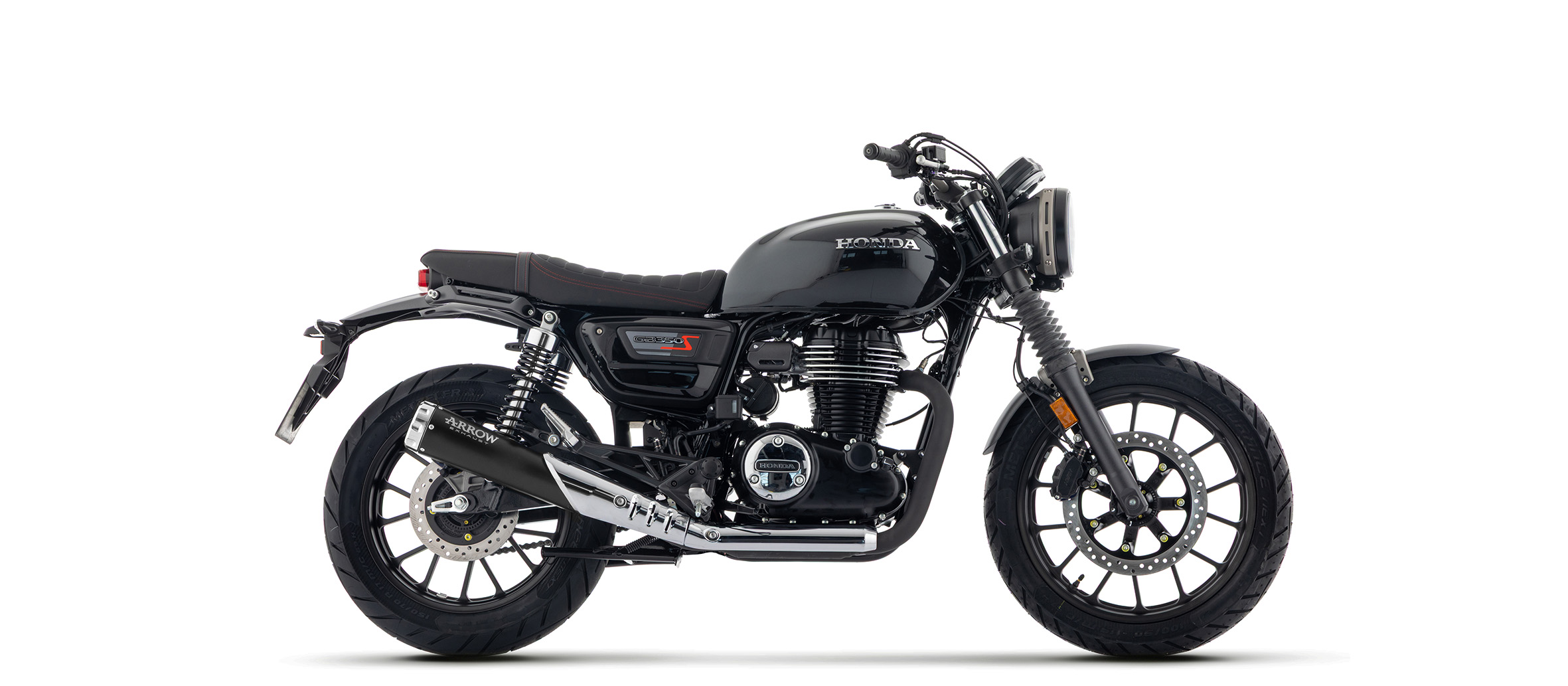 ARROW REBEL Slip-On Exhaust for Honda GB350S 2025-, Black Stainless Steel & Aluminium End Cap