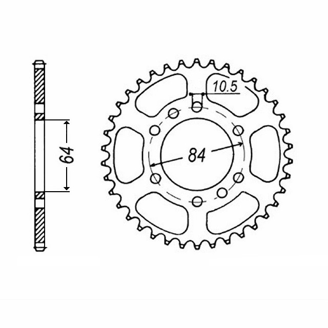 rear sprocket Steel, 32 Teeth, Pitch 520