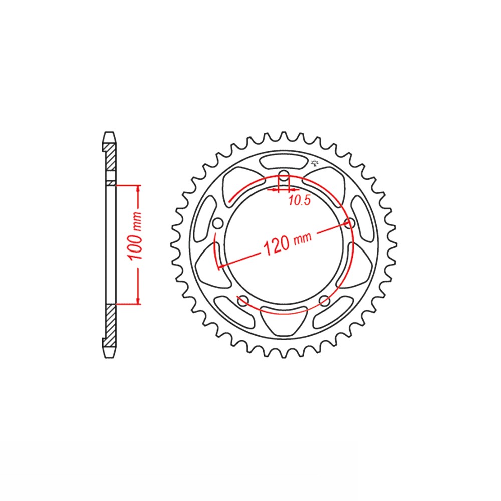 rear sprocket Steel, 42 Teeth, 525 Pitch
