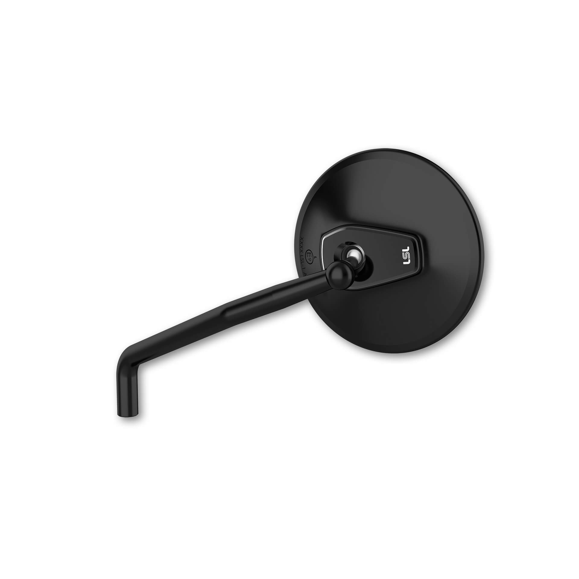 LSL handlebar Mirror ERGONIA, 95 mm diameter, black, with street-approval, ECE, suitable for right side R/S and left side L/S, supplied in pairs with adapters for Yamaha-LH thread