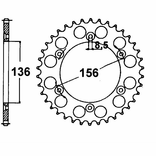 rear sprocket Steel, 50 Teeth, Pitch 520