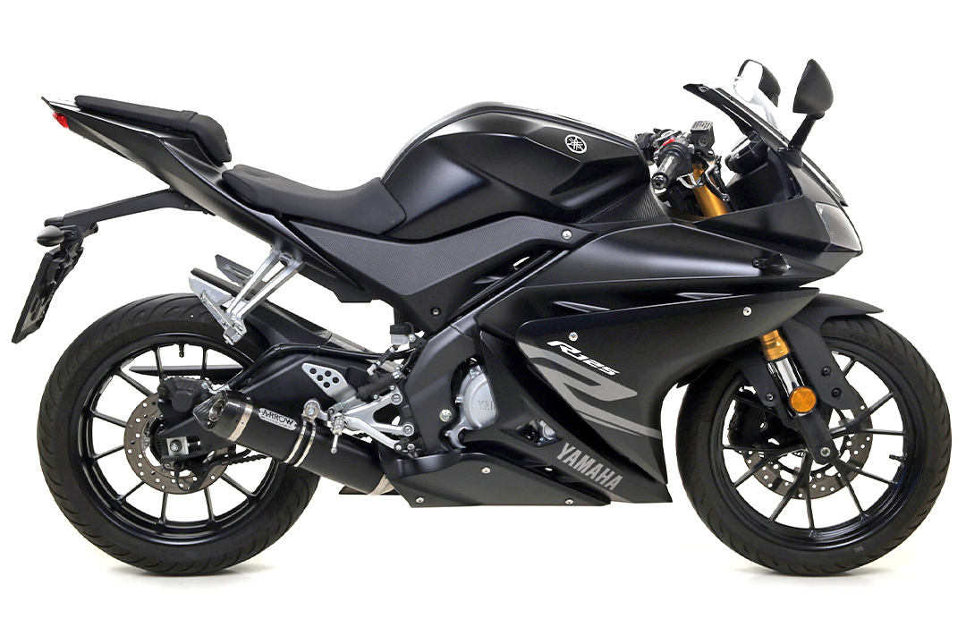 ARROW DARK THUNDER Exhaust for Yamaha YZF-R125 2008-2018, Black Aluminium (Only for ARROW Headers)