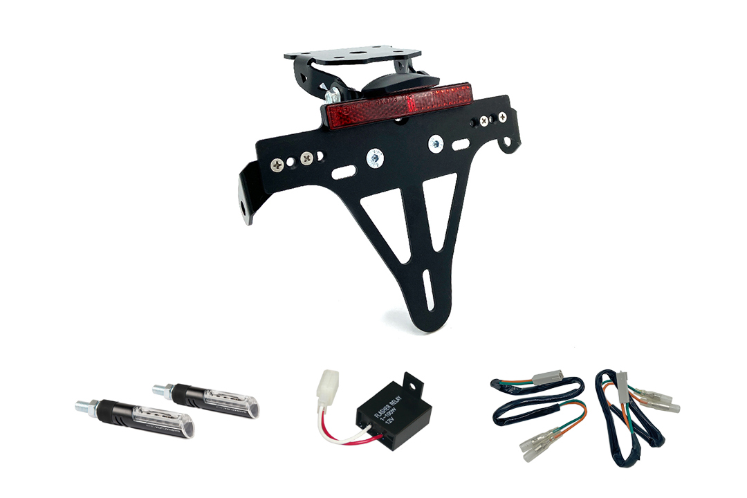 Number Plate Holder-flasher light, turn signal-Kit IDEA for Kawasaki Z800 from model year 2013 (Rear)