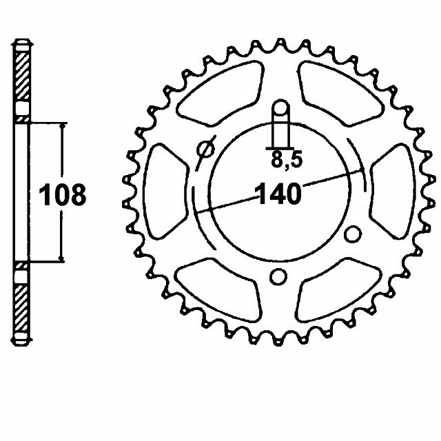 DID chain Kit with 428VX chain, Standard Colour, for Kawasaki KLX125, Model Year 2003-2006