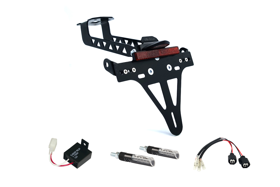 alpha Technik Licence Plate Holder-flasher light, turn signal-Kit IDEA for Kawasaki Versys 1000 from model year 2019- (Rear)