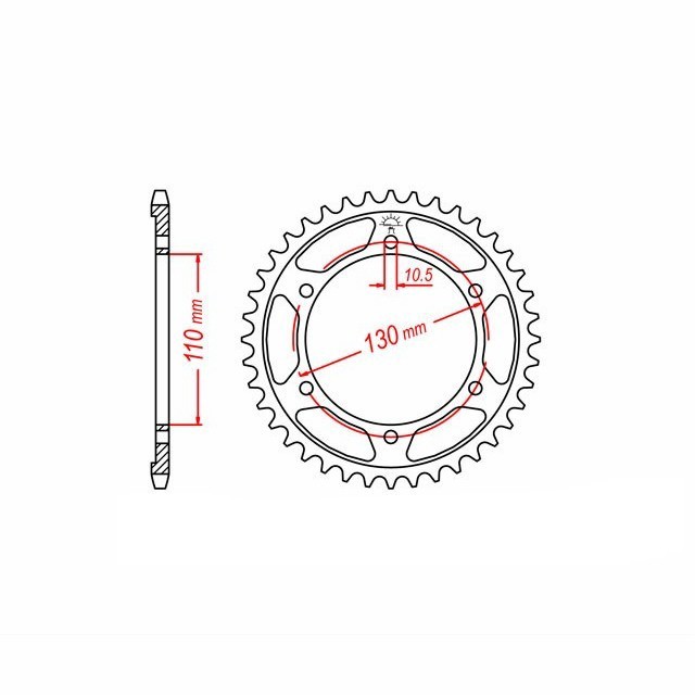 rear sprocket Steel, 45 Teeth, 525 Pitch, Black