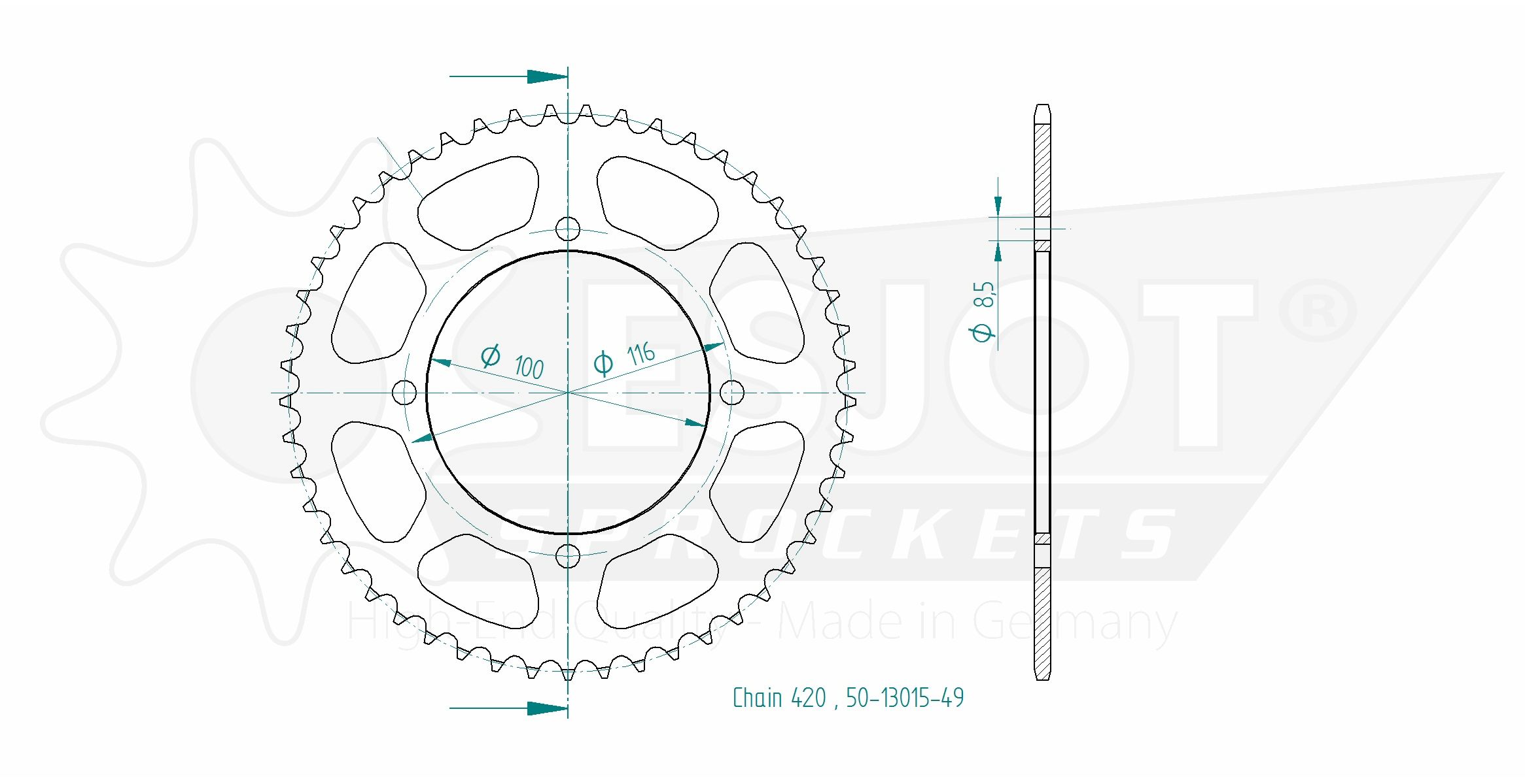 Esjot rear sprocket Z-49 Kawasaki KX60 KX80 KX85 KX100