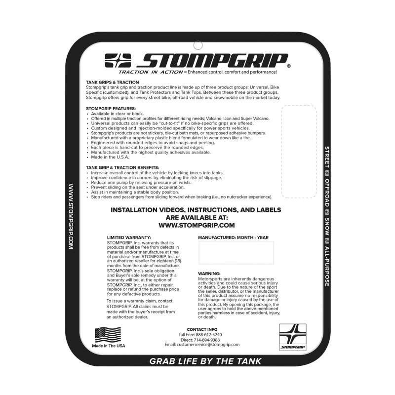 Stompgrip fuel tank Pad clear, Icon, Streetbike fuel tank Kit - fuel tank Sides, for Honda CBR600RR, 2024-2025