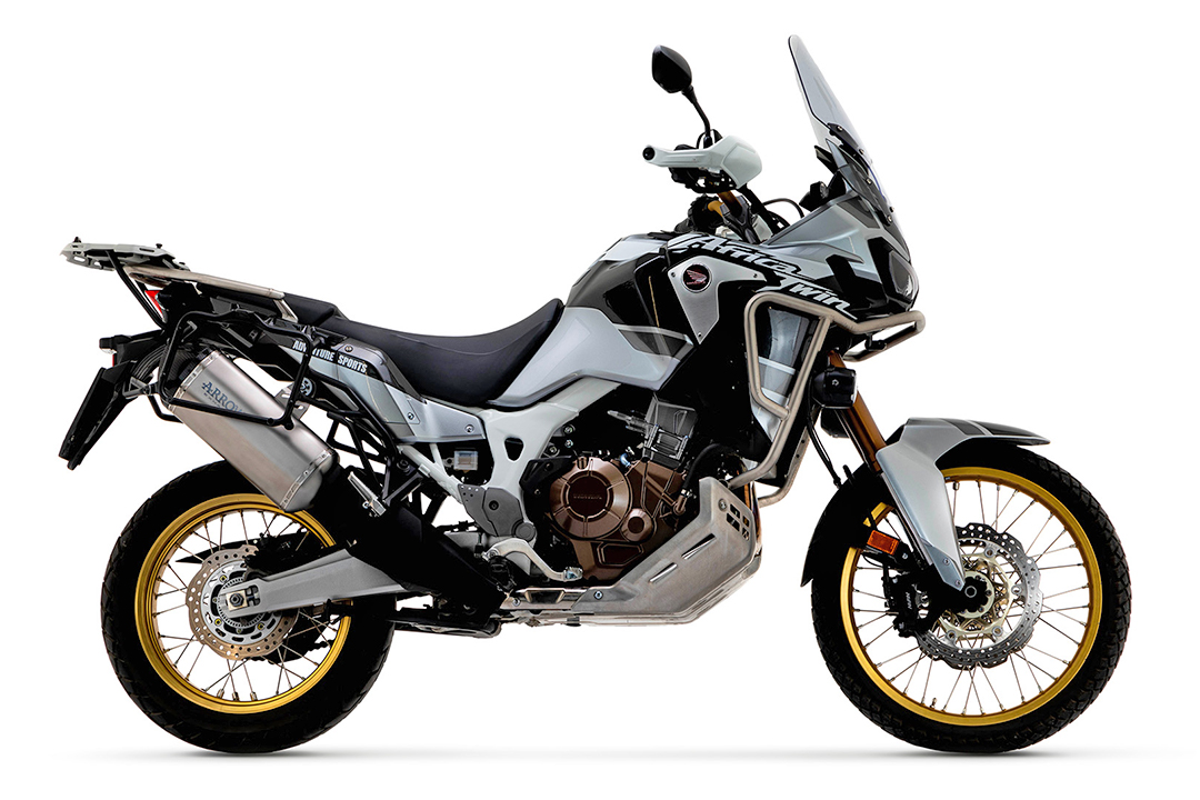 ARROW SONORA Exhaust for Honda Africa Twin Adventure Sports Model Year 2018-2019, Titanium and Carbon End Cap