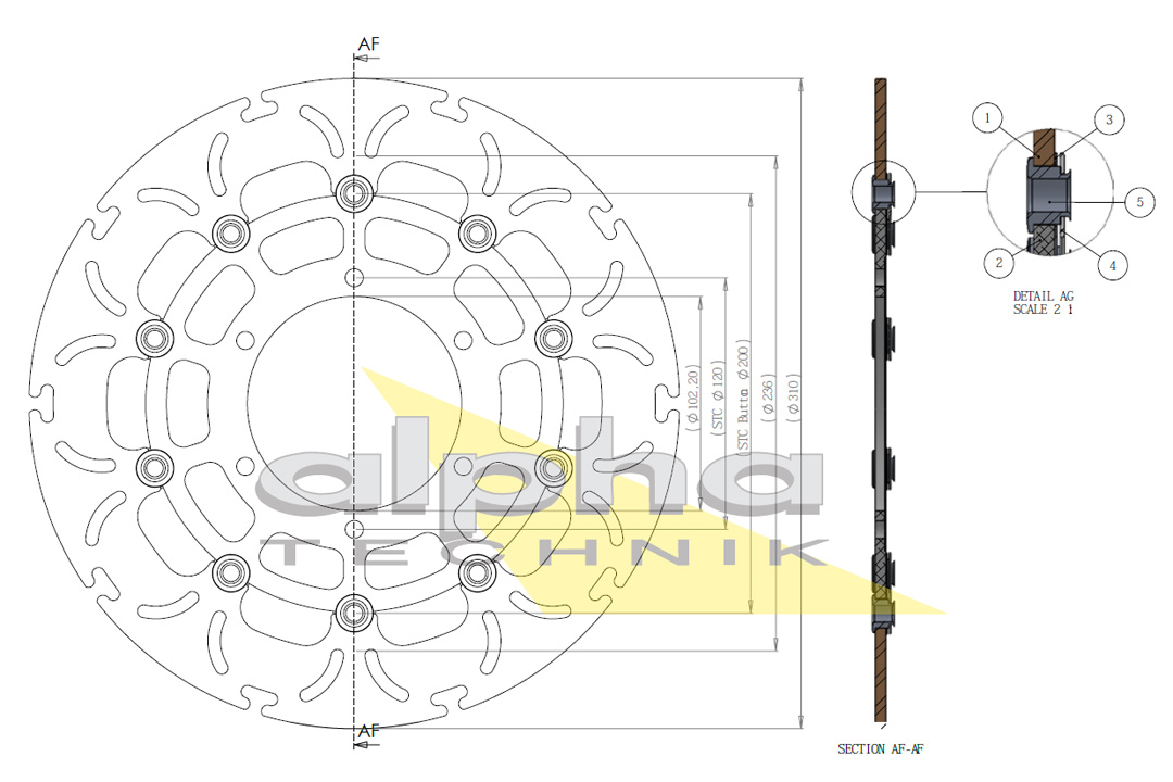 alpha Technik brake disc Omega-Design ABD33, fronte for Suzuki GSX-R1000 / GSX-R750 / GSX-R600