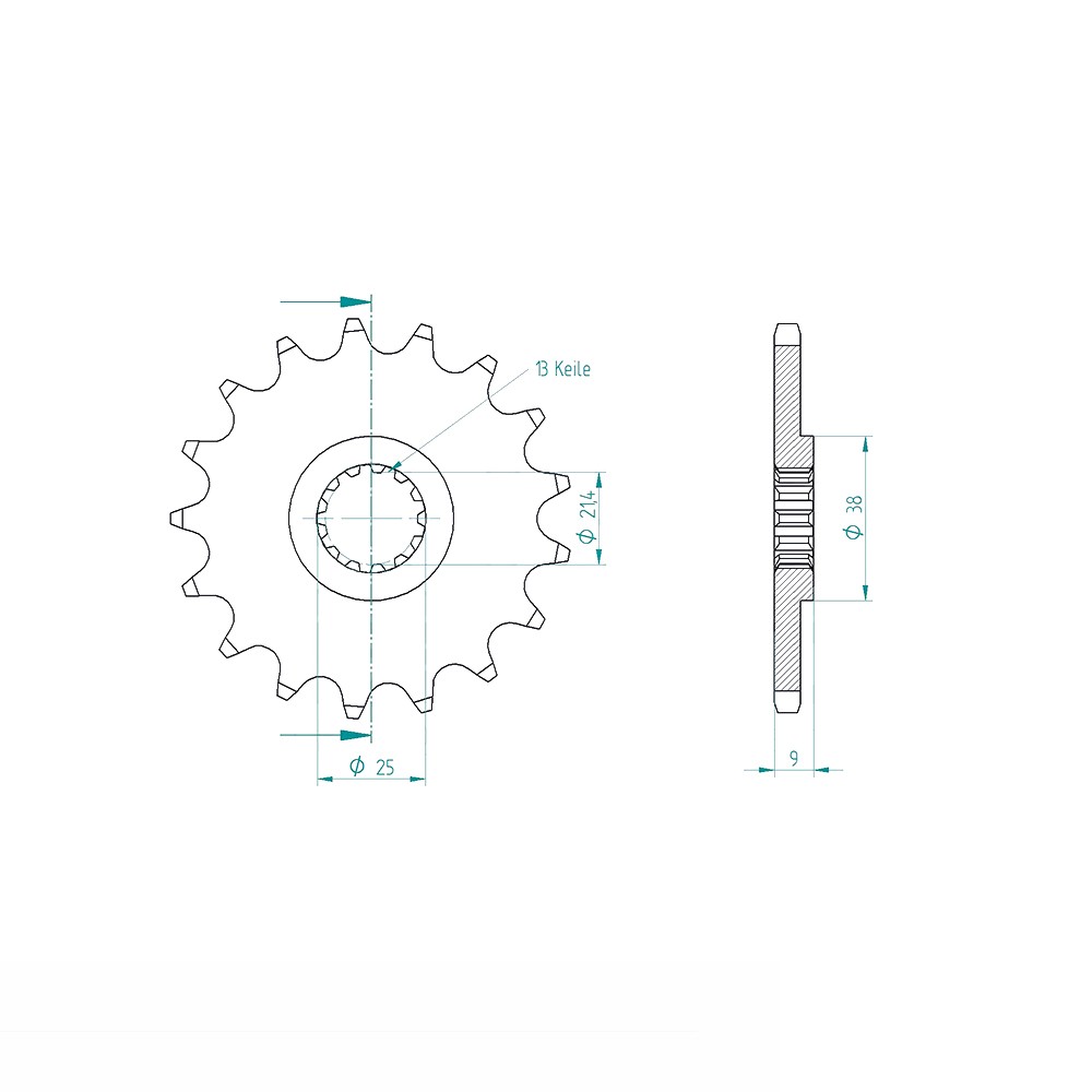 Sprocket, 14 teeth, 520 pitch