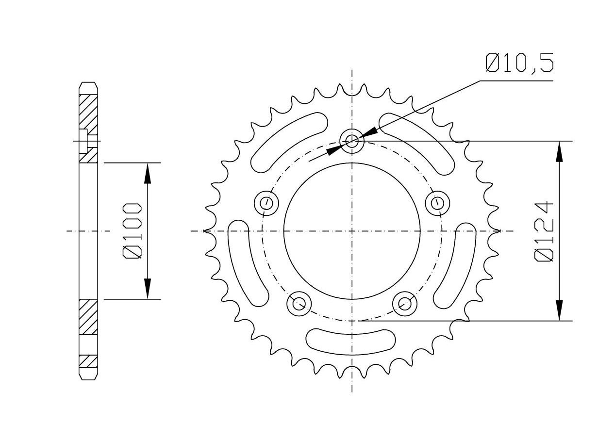 rear sprocket steel, 44 teeth, 520 pitch