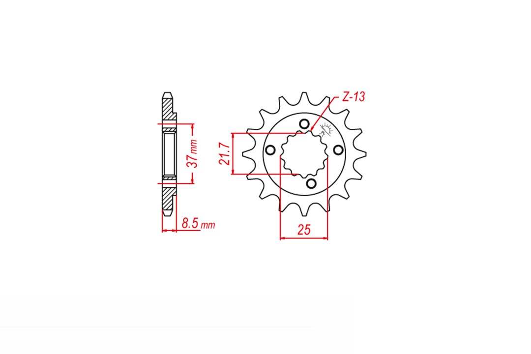 Pinion, 16 teeth, 520 pitch