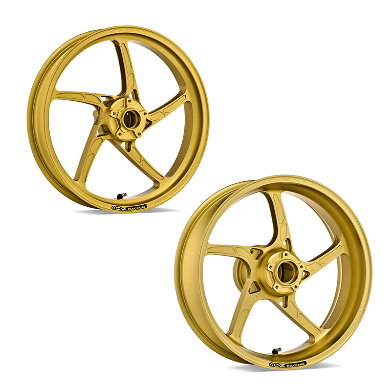 OZ Piega Aluminium Wheel Set in Matte Gold for Kawasaki ZX10R Ninja, ZXT00C, 2004-2005