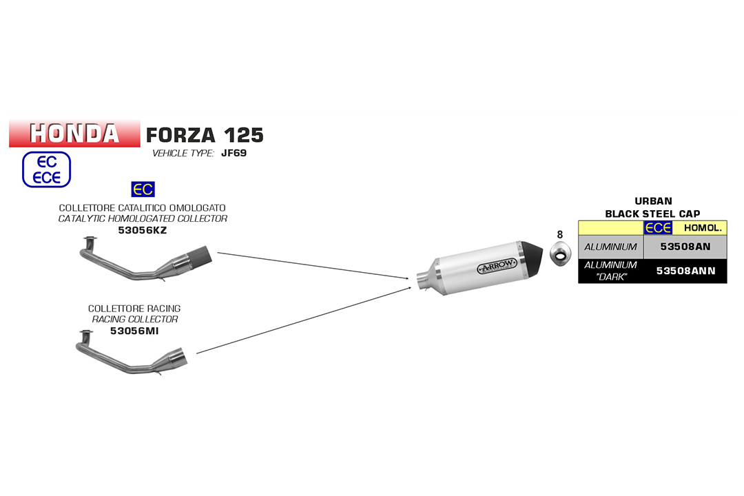 ARROW DARK URBAN Exhaust for Honda Forza 125 2015-, Aluminium