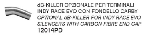 ARROW optional dB-killer for various Indy Race Evo silencers with carbon end cap