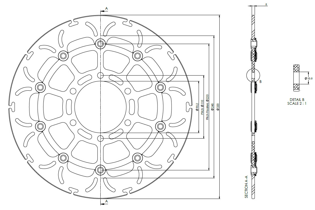 alpha Technik brake disc Omega-Design ABD33, front for KTM 250 / 390 RC, Duke 390, Husqvarna 401 Svartpilen