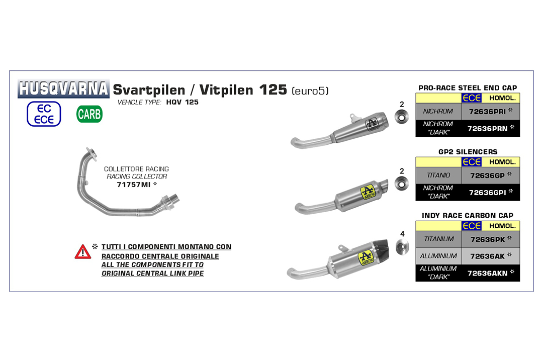 ARROW Exhaust DARK INDY RACE Aluminium for Husqvarna Svartpilen 125 Model Year 2021-