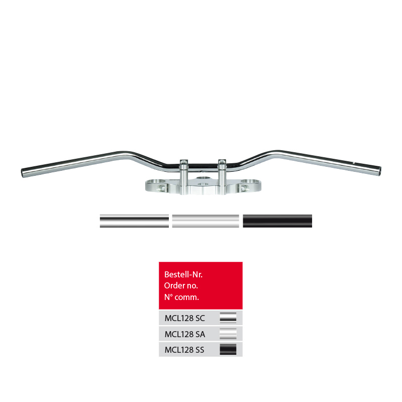 TRW Steel Handlebar Superbike Sportive MCL128SA, Alu-Look