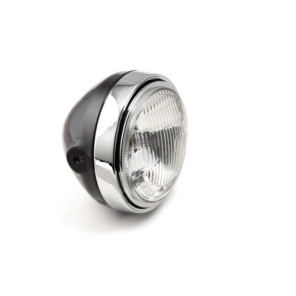 LSL Scrambler head light, textured glass/H4, black/chrome