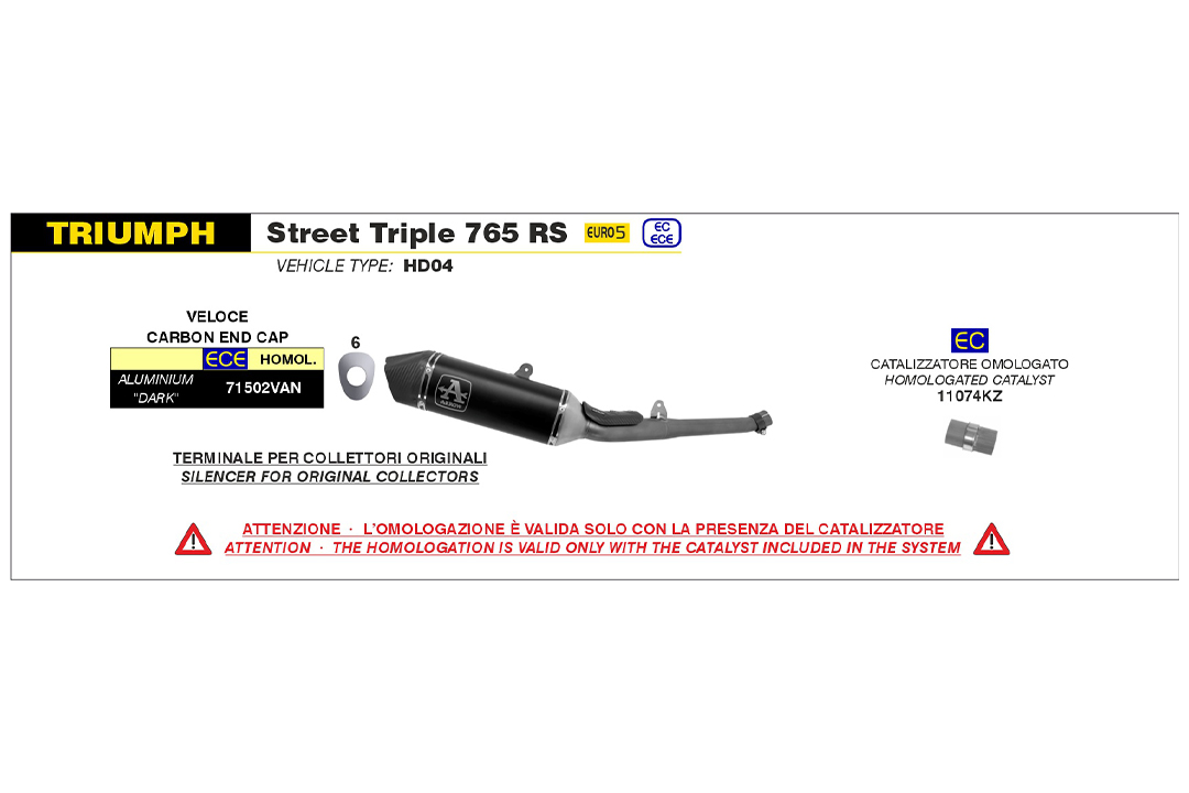 ARROW VELOCE DARK Titanium Slip-On for Triumph Street Triple 2020-