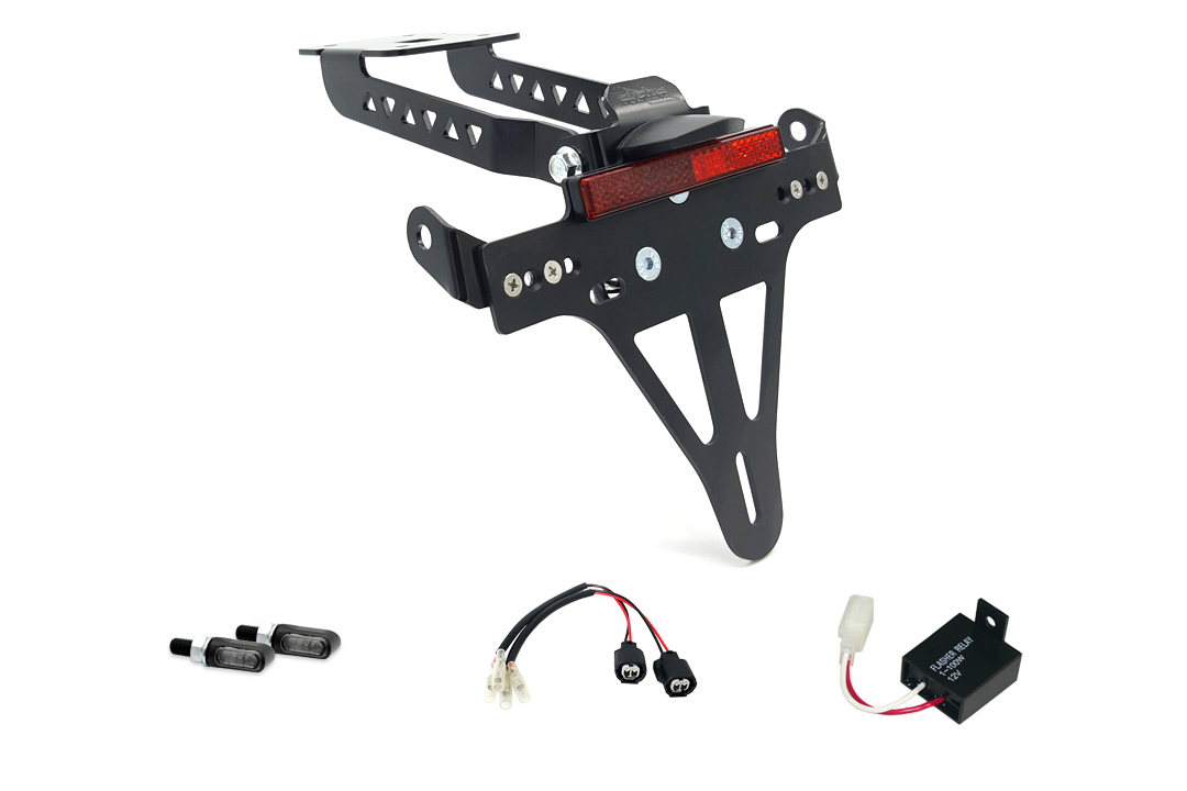 License Plate Holder-flasher light, turn signal-Kit MLED for Kawasaki Z650 and Ninja 650 Type: ER650K / EX650M from model year 2020 (Rear)