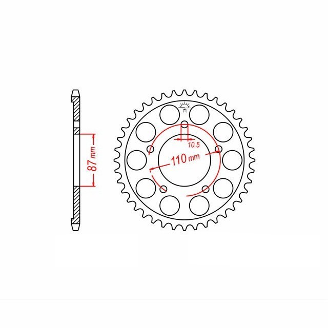rear sprocket steel, 45 teeth, pitch 525