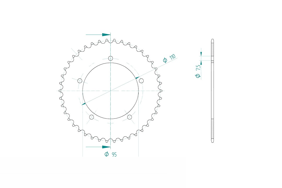 rear sprocket steel, 42 teeth, pitch 415