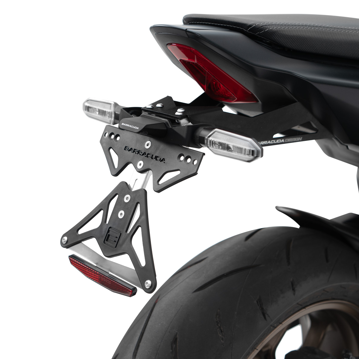 Barracuda number plate holder for Honda CB650R CBR650R 2024- for use with original flasher light, turn signals
