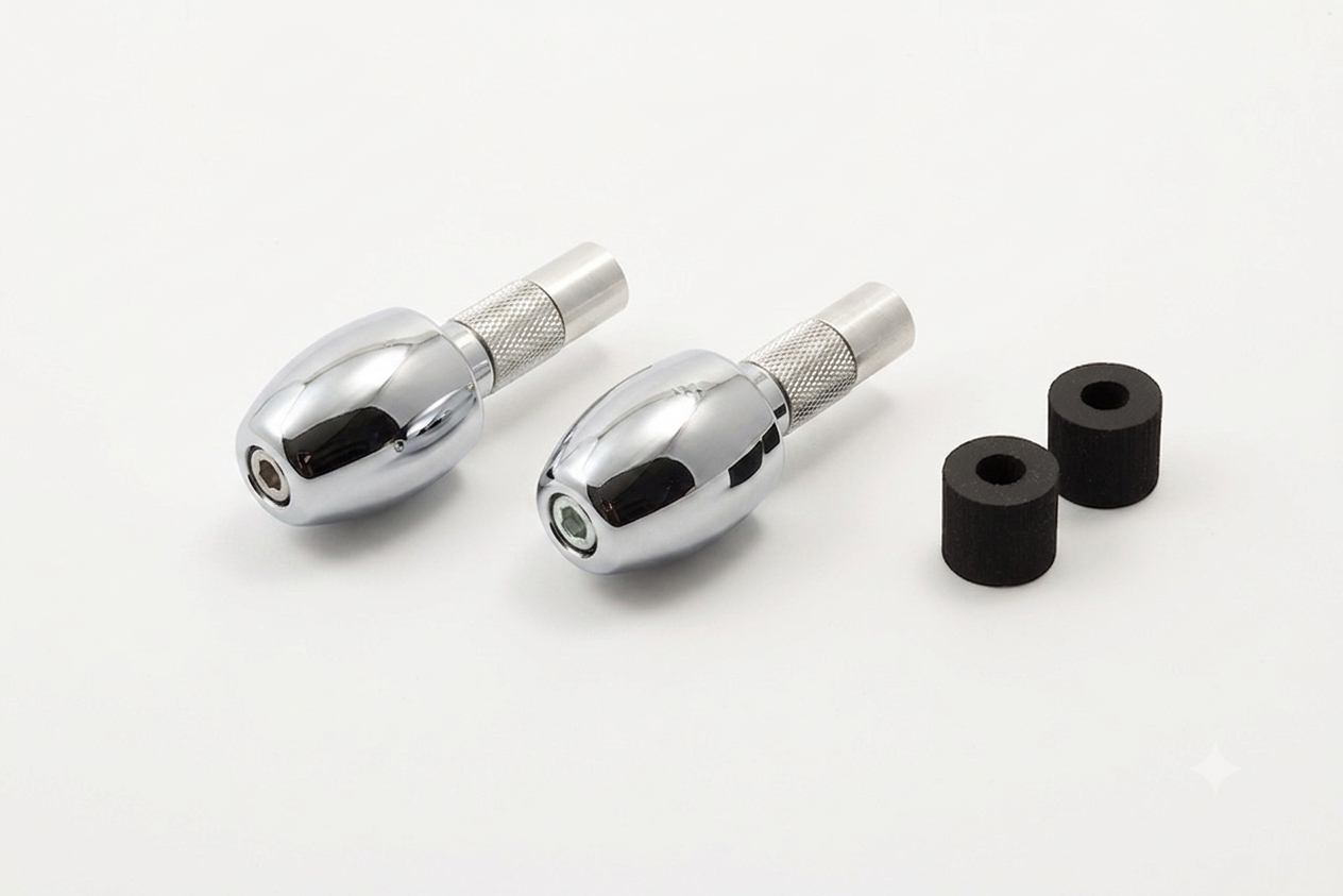 LSL elliptical steel bar end weight set, for 14/18 mm, chrome